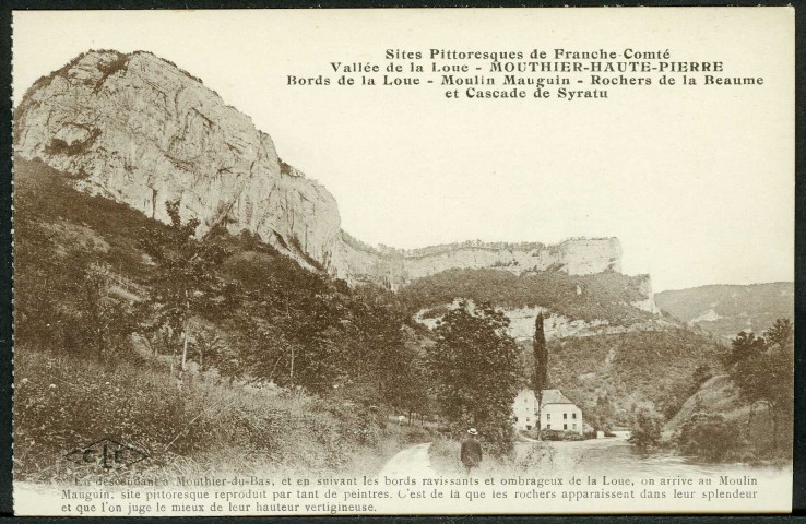 Bord de la Loue, moulin Maugain, rochers de la Baume et cascade du Syratu