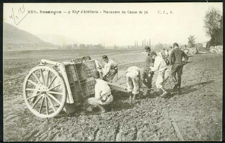 4e régiment d'artillerie, manoeuvre du canon de 75
