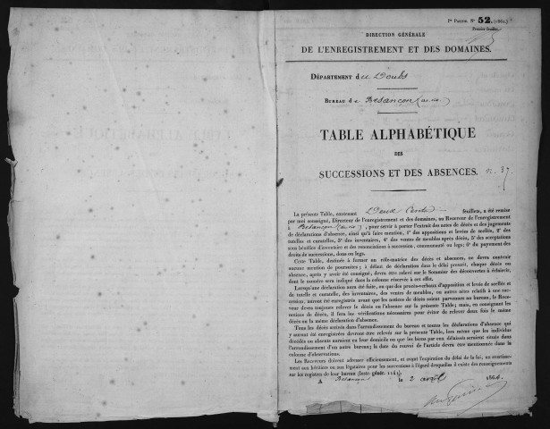 Janvier 1865-1er juillet 1867