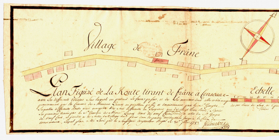 Plan figuré de la route de Frasne à Censeau