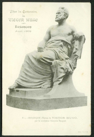 Fête du centenaire de Victor Hugo, statue de Victor Hugo, sculpture de Becquet
