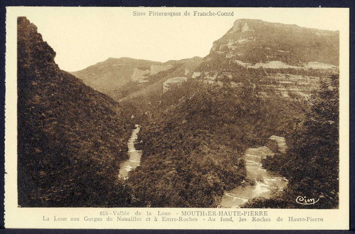Mouthier-Haute-Pierre. La Loue aux gorges de Nouailles et à Entre-Roches
