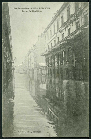 Vue de la rue de la République, inondations 1910