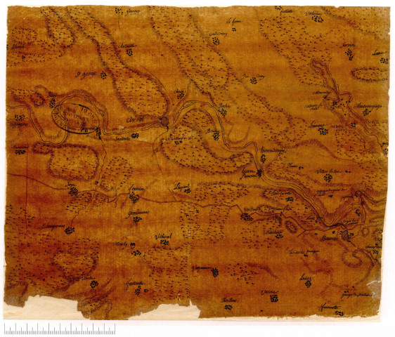 Plan topographique entre Baume, Clerval et plusieurs autres villages