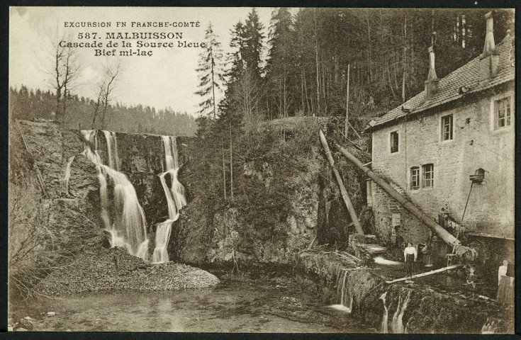 Malbuisson. Cascade de la Source Bleue. Bief mi-lac