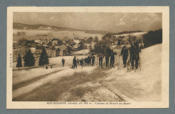 Colonne de skieurs au départ