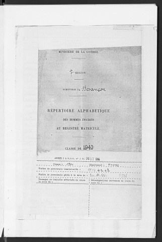 Table alphabétique