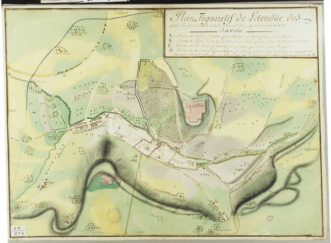 Plan figuratif de l'étendue des quatre paroisses de la ville de Salins, tant en dehors qu'en dedans de ladite ville