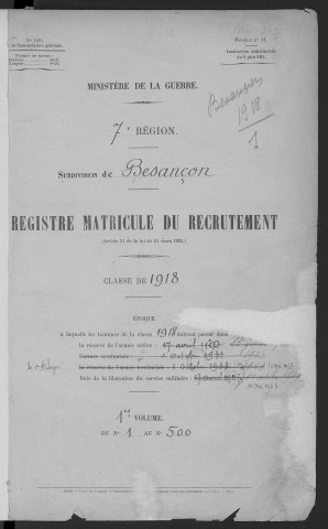 Volume 1, n° 1 à 352