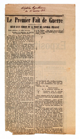 Dossier numérisé du caporal Jules Peugeot