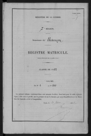 Volume 1, nos 1 à 500