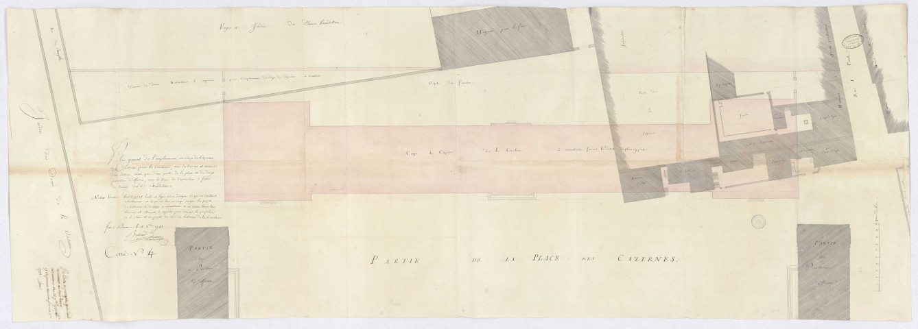 Plan général de l'emplacement du corps de casernes à construire