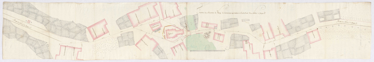 Plan de la traversée du village de Bonnevaux par la route de Salins à Jougne