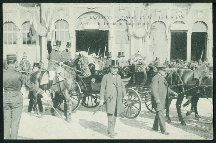 Vue de l'arrivée du président Fallière à la gare Viotte