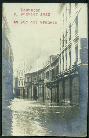 Vue de la rue des Granges, inondations 1910