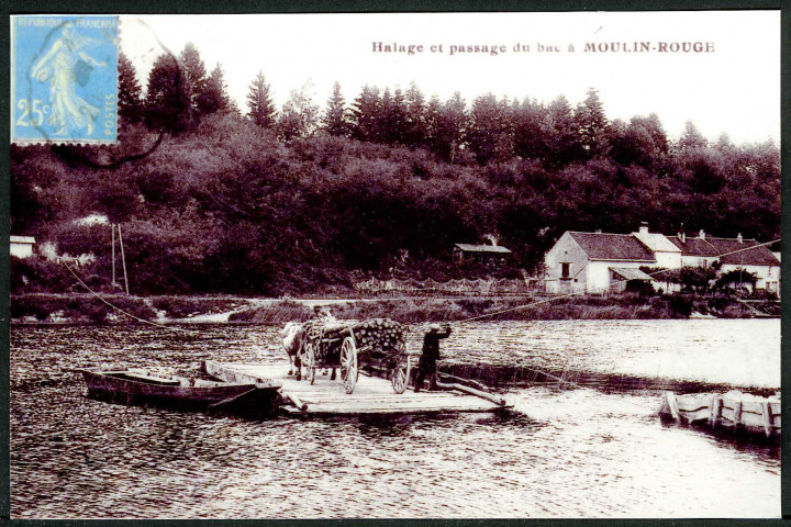 Halage et passage du bac à Moulin-Rouge