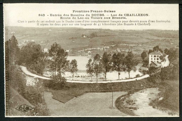 Entrée des bassins du Doubs, lac de Chaillexon, route de Lac-ou-Villers aux Brenets