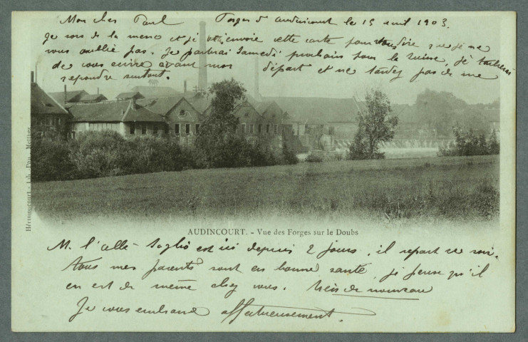 Vue des forges sur le Doubs