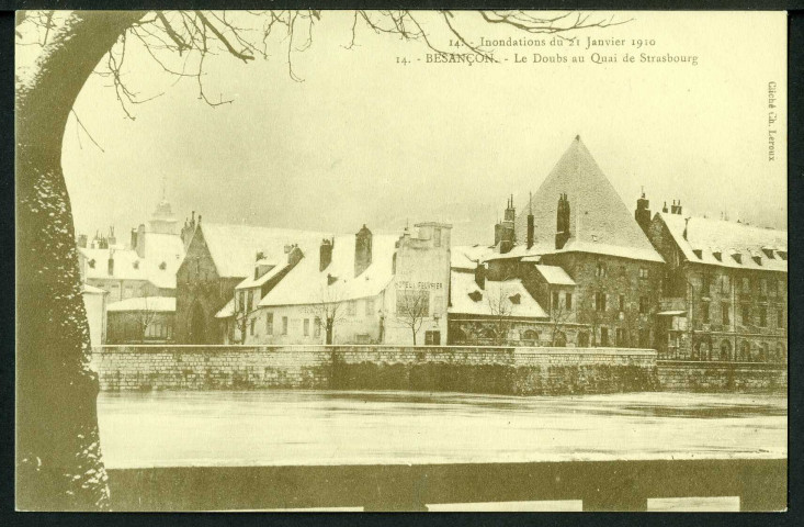 Le Doubs quai de Strasbourg, inondations 1910
