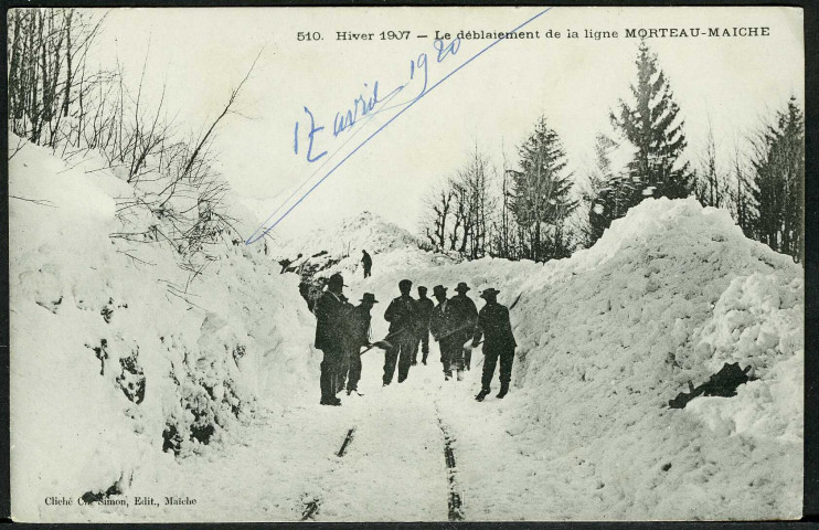 Hiver 1907. Le déblaiement de la ligne Morteau-Maîche