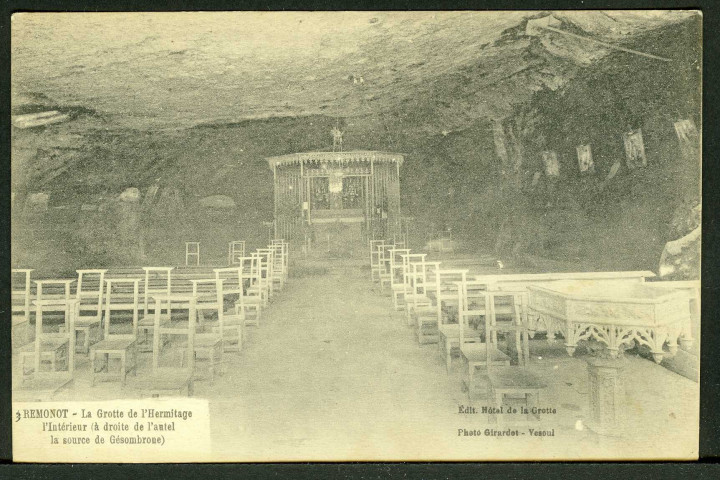 Intérieur de la grotte de l'Hermitage