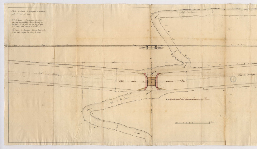 Plan d'un pont à édifier sur le ruisseau du Bief de Landanne, route de Recologne à Marnay