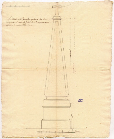 Dessins des pyramides à planter sur les principales routes du Comté de Bourgogne et aux limites des autres provinces