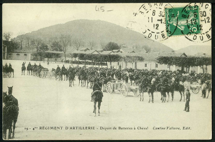 4e régiment d'artillerie, départ des batteries à cheval