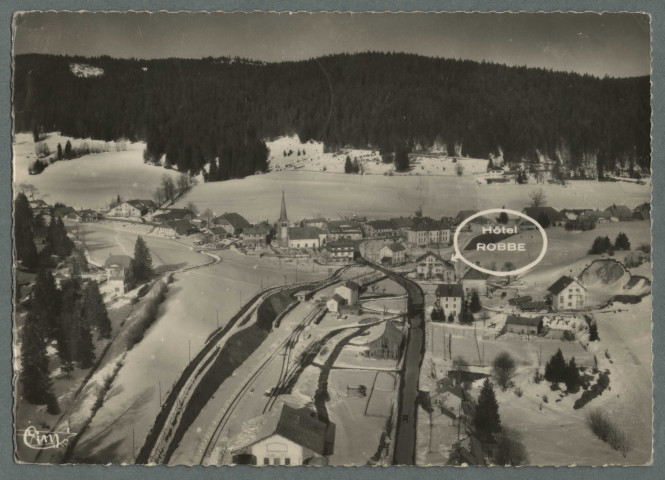 vue panoramique aérienne, sous la neige