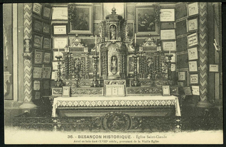 Autel en bois doré provenant de la vieille église