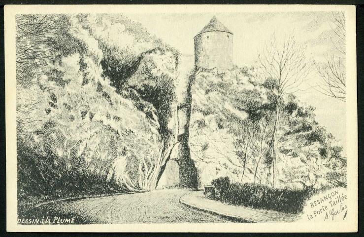 Porte Taillée, dessin à la plume