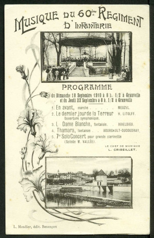 Programme de musique du 60ème Régiment d'Infanterire