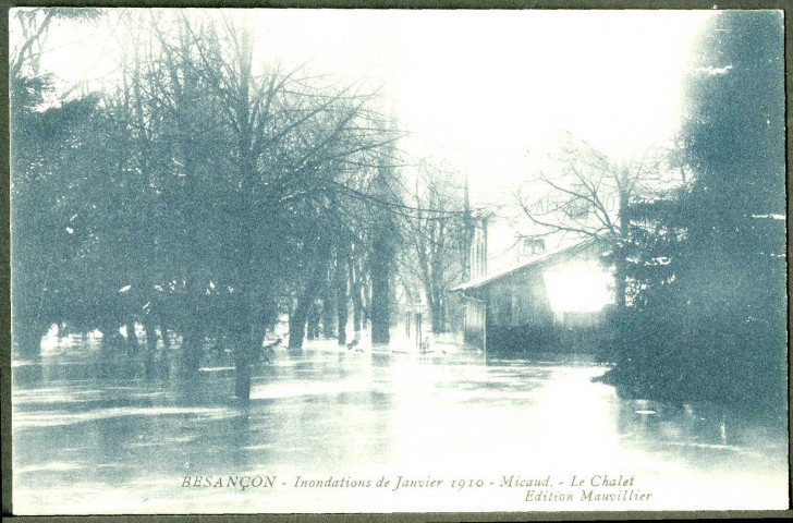 Square Micaud, le chalet, inondations 1910