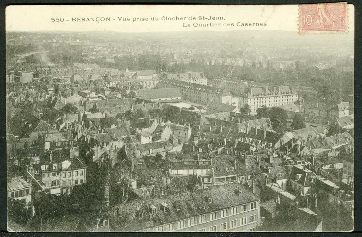Vue prise du clocher Saint-Jean, quartier des casernes, les Chaprais