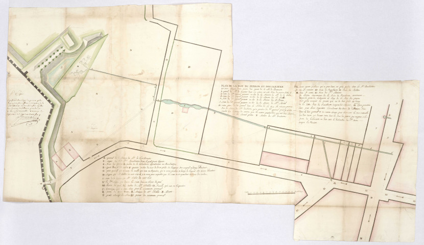 Plan de la rue du Perron et des jardins