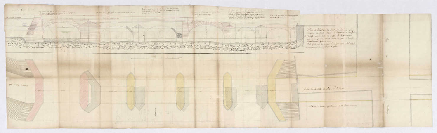 Plan et élévation du pont de l'Isle-sur-le-Doubs