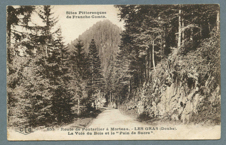 La voie du bois et le "Pain de sucre", route de Pontarlier à Morteau