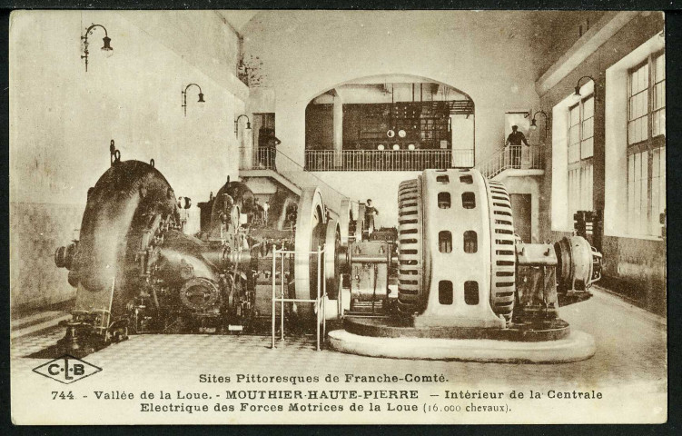 Intérieur de la centrale électrique des forces motrices de la Loue