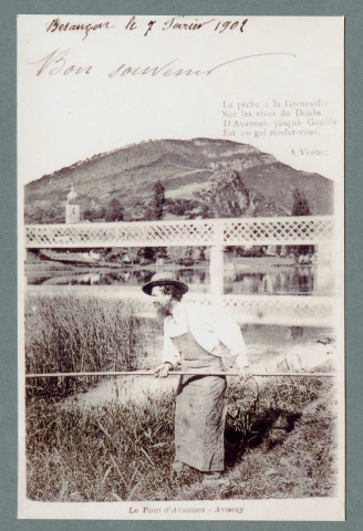 La pêche à la grenouille, le pont d'Avanne à Aveney