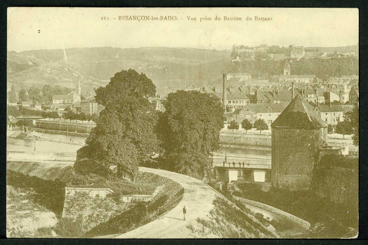 Vue générale de Besançon et de la ligne de tramways de Vesoul, vue prise du bastion de Battant