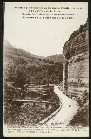 Vallée de la Loue. Route de Lods à Mouthier-Haute-Pierre. Rochers de la Tournelle ou de la Loi