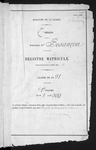 Volume 1, nos 1 à 500