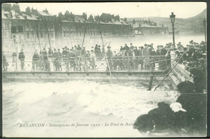Le Doubs en amont du pont Battant, inondations 1910
