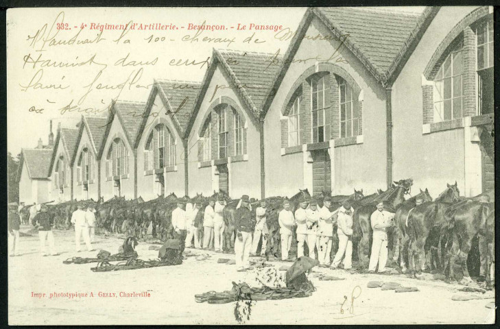 4e régiment d'artillerie, le pansage