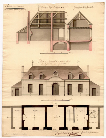 Plan d'élévation de la maison du jardinier