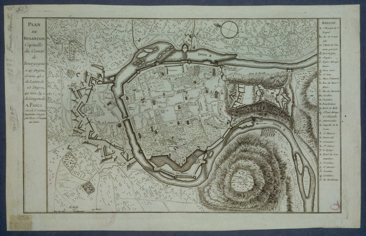 Plan de Besançon, capitale du Comté de Bourgogne
