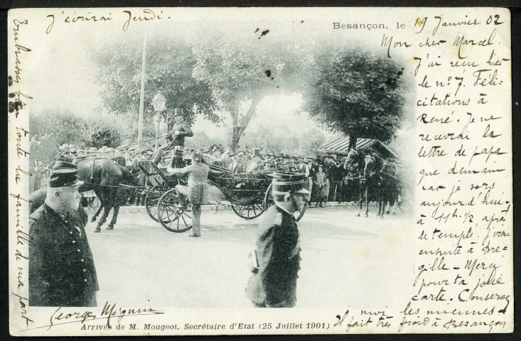 Arrivée de M. Mougeot, secrétaire d'état, 25 juillet 1901