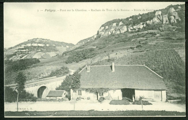 Pont sur la Glantine, rochers du Trou de la Baume