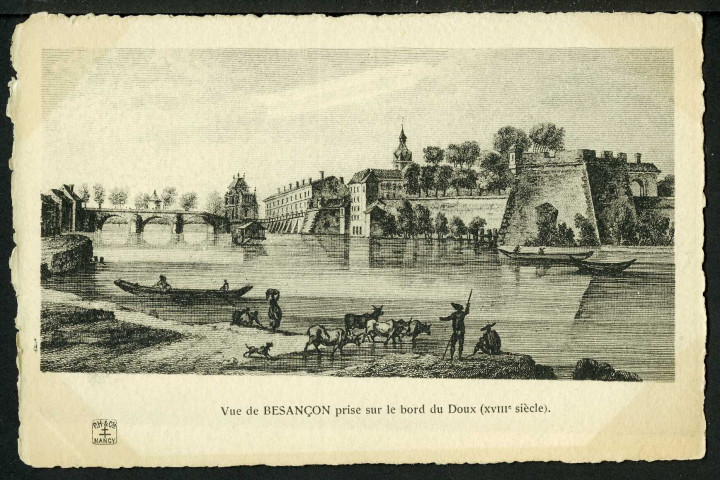 Vue de Besançon prise sur le bord du Doubs XVIIIe s.