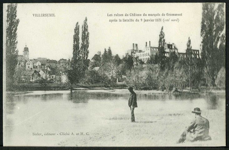 Ruines du château après la bataille du 9 janvier 1871